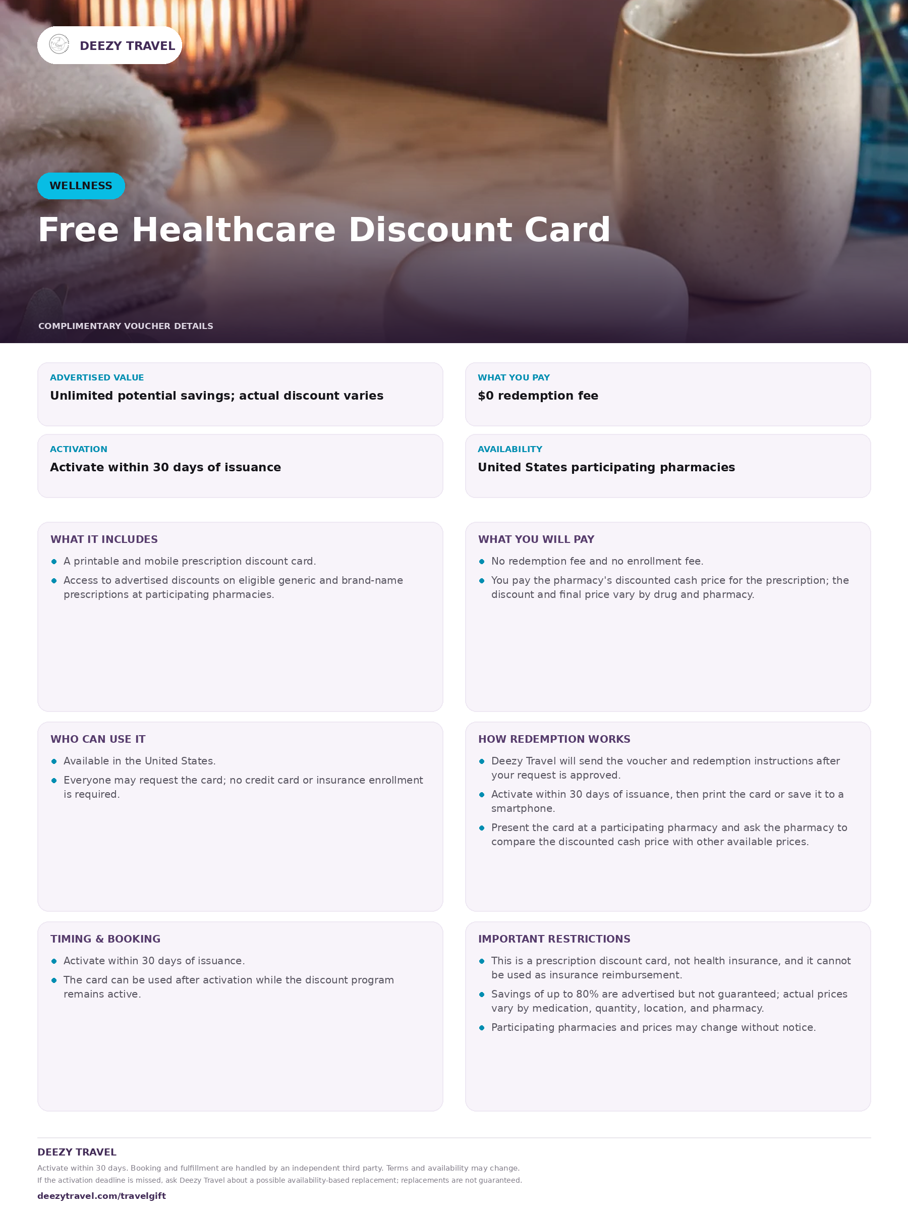 Preview of the downloadable details for Free Healthcare Discount Card